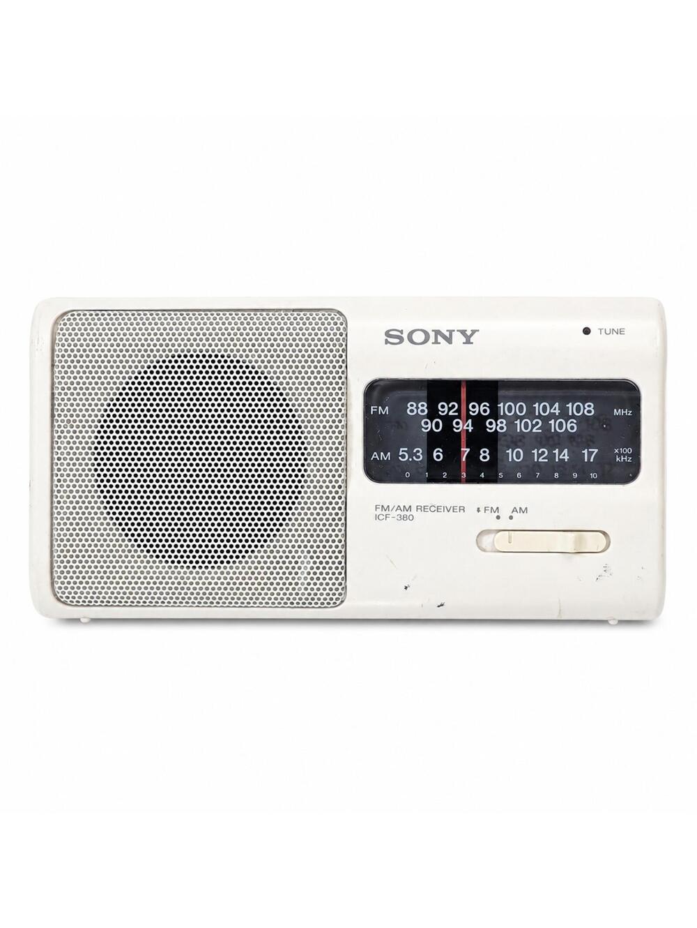 1991 SONY ICF-380 FM/AM RECEIVER vintage white hand-held radio WORKS GREAT!